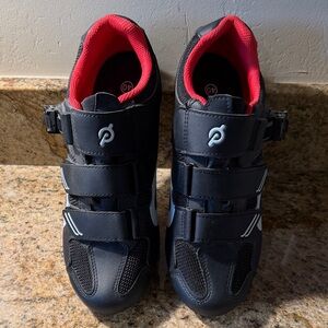 Peloton Black Cycling Shoes with Red Interior